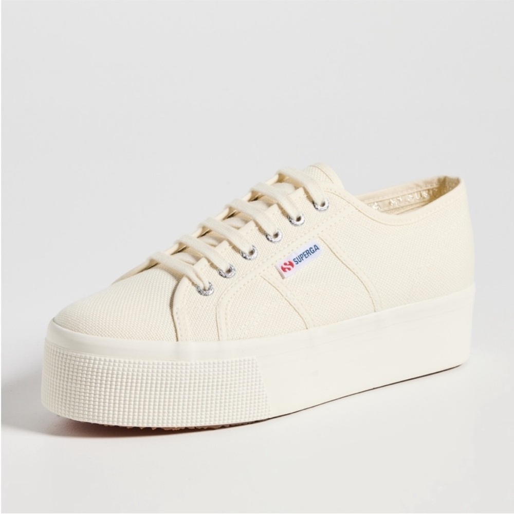 Superga Women's 2790 Beige-Natural Canvas Platform Sneaker—7.5 - Picture 7 of 13